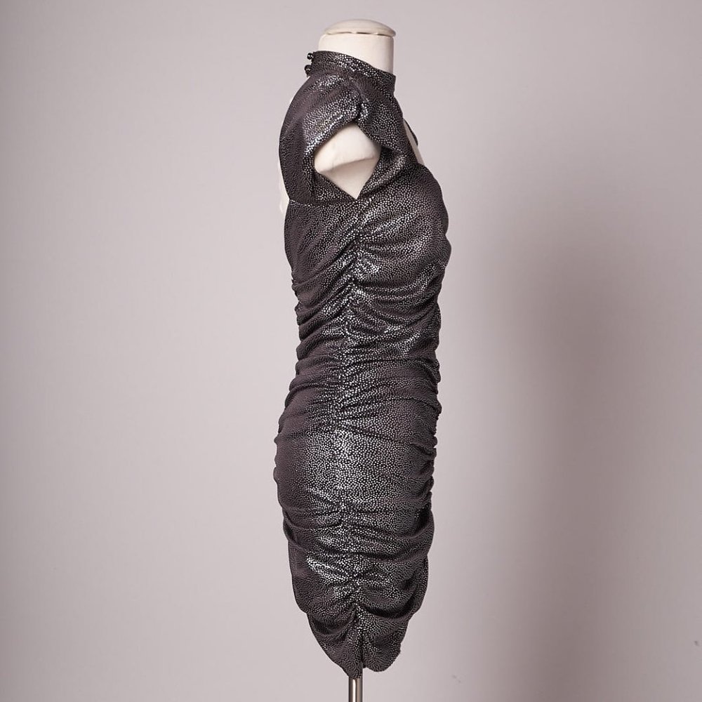 Vintage 1980s Metallic Mini Ruched Dress